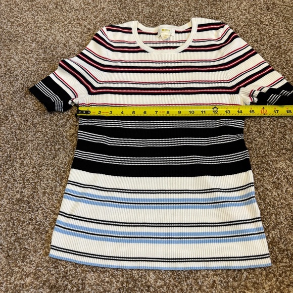 Maeve by Anthropologie || Ribbed Striped Knit Sweater Tee Size L - Picture 6 of 10